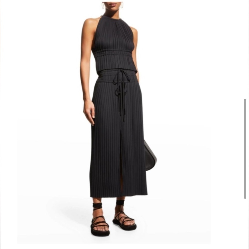 A.L.C. Stella Pleated Skirt in Black Plisse Woven Size 0